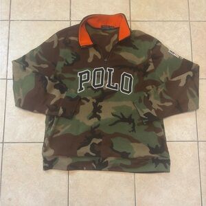 Ralph Lauren Camouflage Sweater with Orange Collar